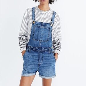 NWT Madewell Adirondack Short Overalls in Dawkins Wash Blue Sz S